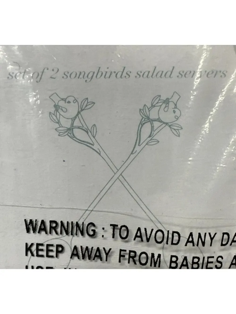 NIB Martha Stewart Set of 2 Park Leaves Songbirds Salad Servers